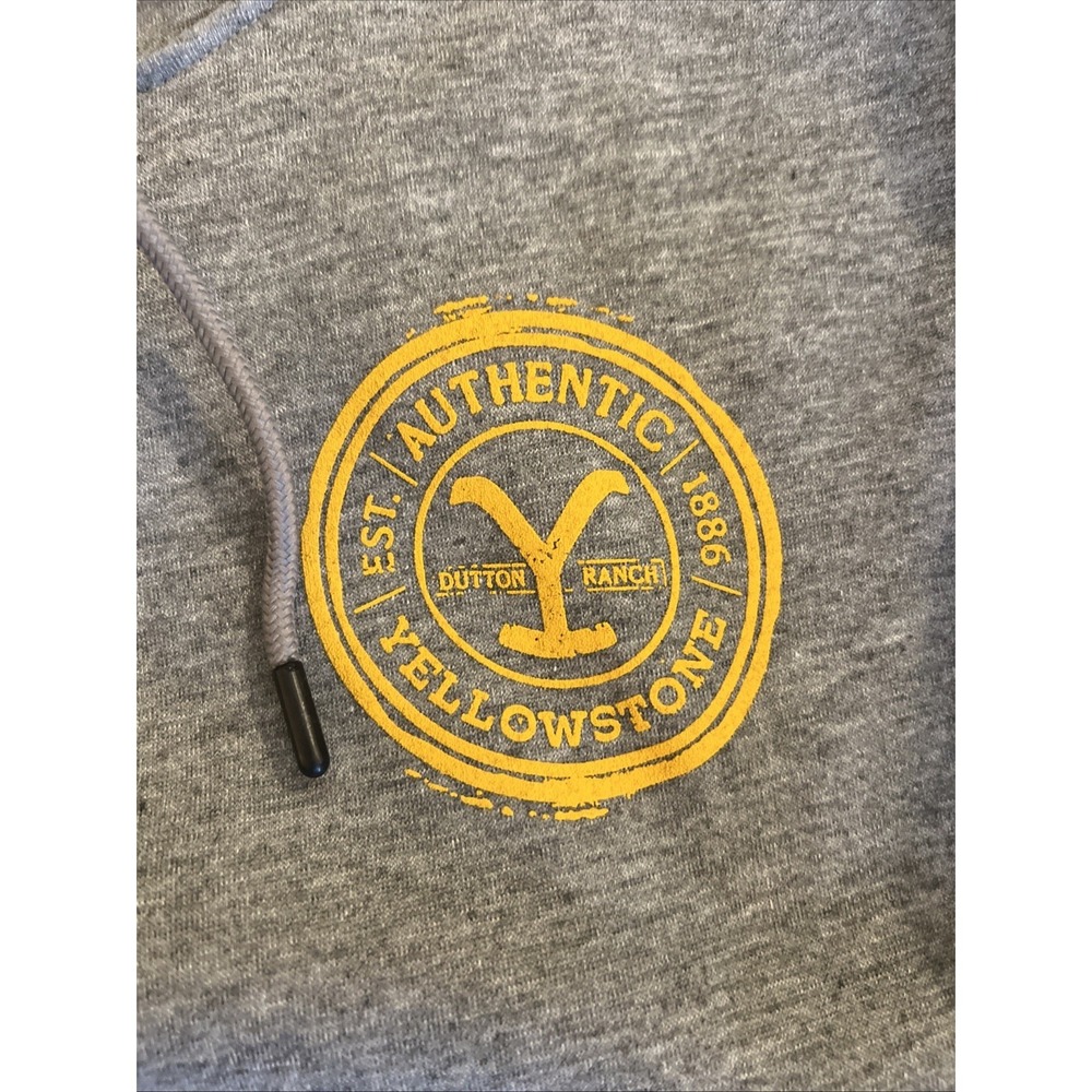 Yellowstone Men's Large Grey And Yellow Hoodie Dutton Ranch - Picture 2 of 5